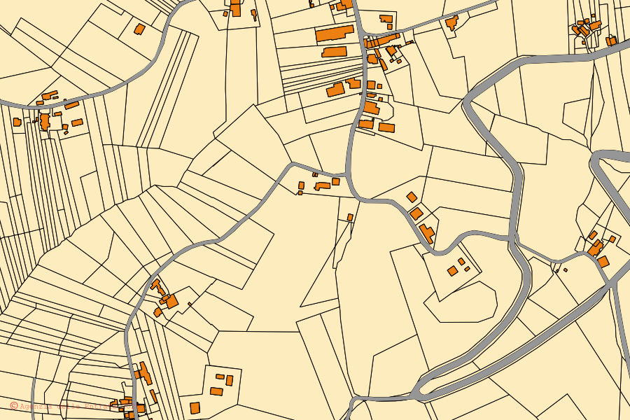 Mappa catastale del centro di Falerone: particelle e fabbricati, cartografia Agenzia delle Entrate