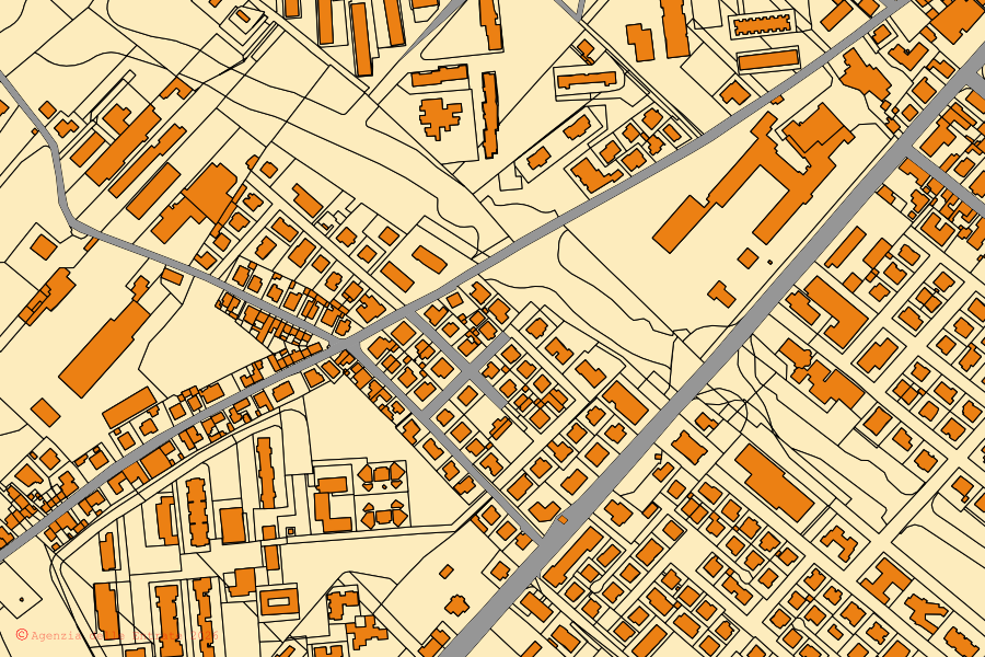 Mappa catastale del centro di Fano: particelle e fabbricati, cartografia Agenzia delle Entrate