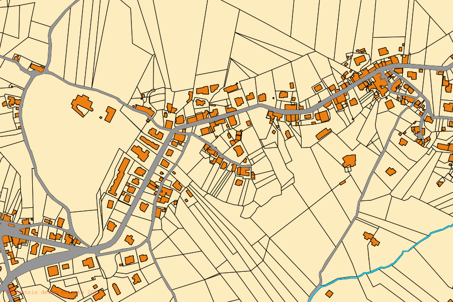 Mappa catastale del centro di Fara in Sabina: particelle e fabbricati, cartografia Agenzia delle Entrate