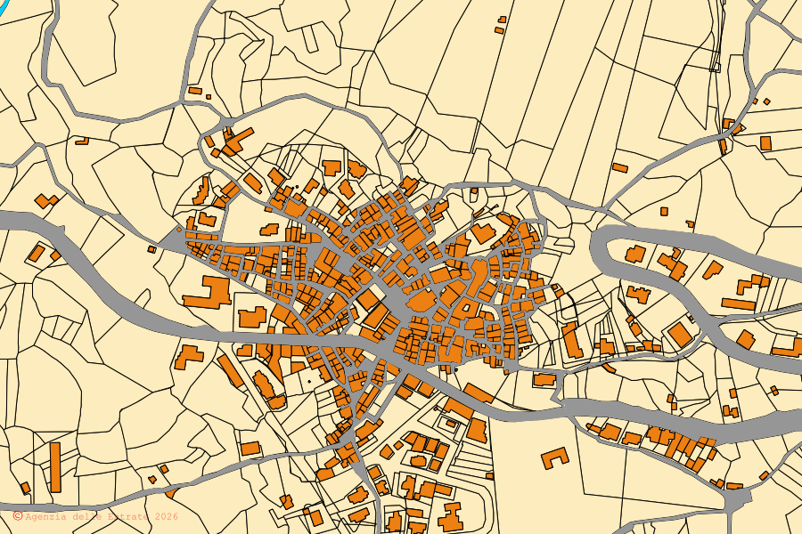 Mappa catastale del centro di Fardella: particelle e fabbricati, cartografia Agenzia delle Entrate