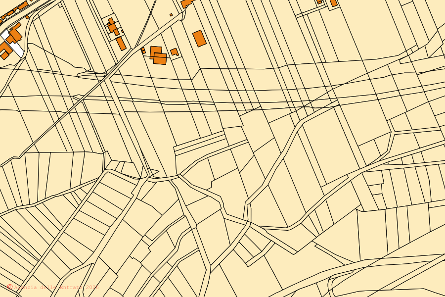 Mappa catastale del centro di Farra d'Isonzo: particelle e fabbricati, cartografia Agenzia delle Entrate