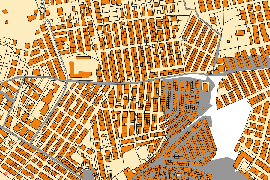 Mappa catastale del centro di Favara: particelle e fabbricati, cartografia Agenzia delle Entrate