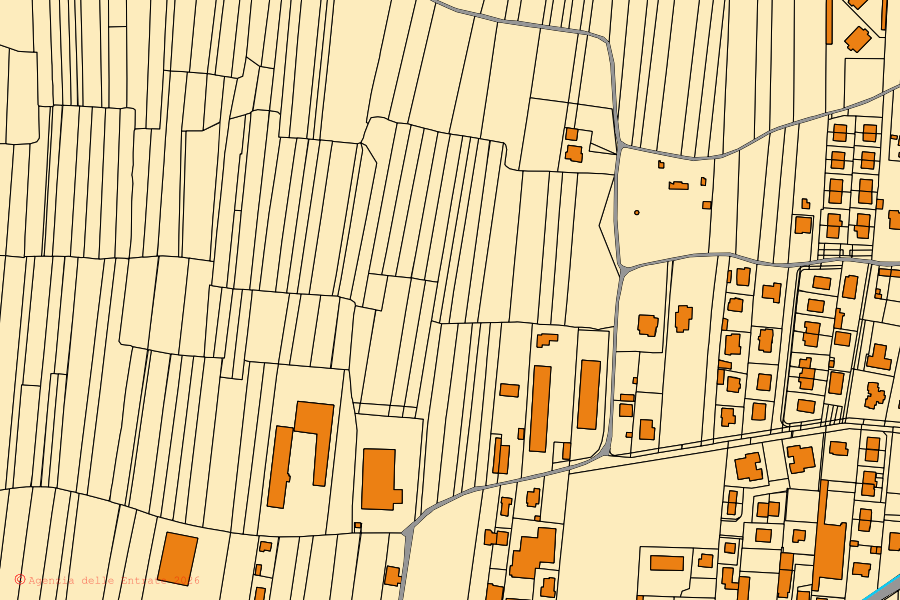 Mappa catastale del centro di Favria: particelle e fabbricati, cartografia Agenzia delle Entrate