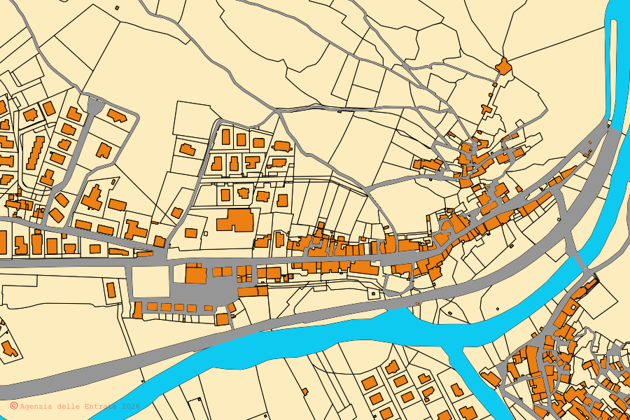 Mappa catastale del centro di Ferentillo: particelle e fabbricati, cartografia Agenzia delle Entrate
