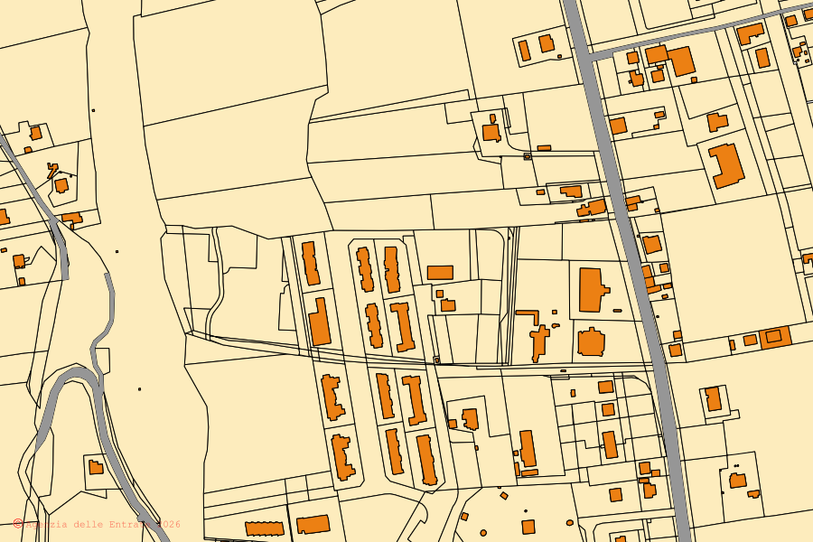 Mappa catastale del centro di Fermo: particelle e fabbricati, cartografia Agenzia delle Entrate