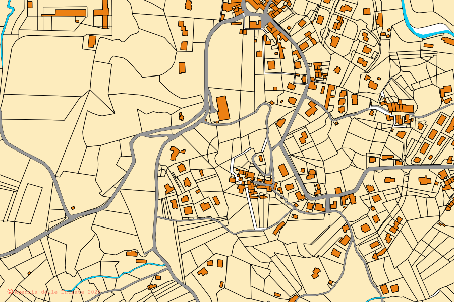 Mappa catastale del centro di Ferrera di Varese: particelle e fabbricati, cartografia Agenzia delle Entrate