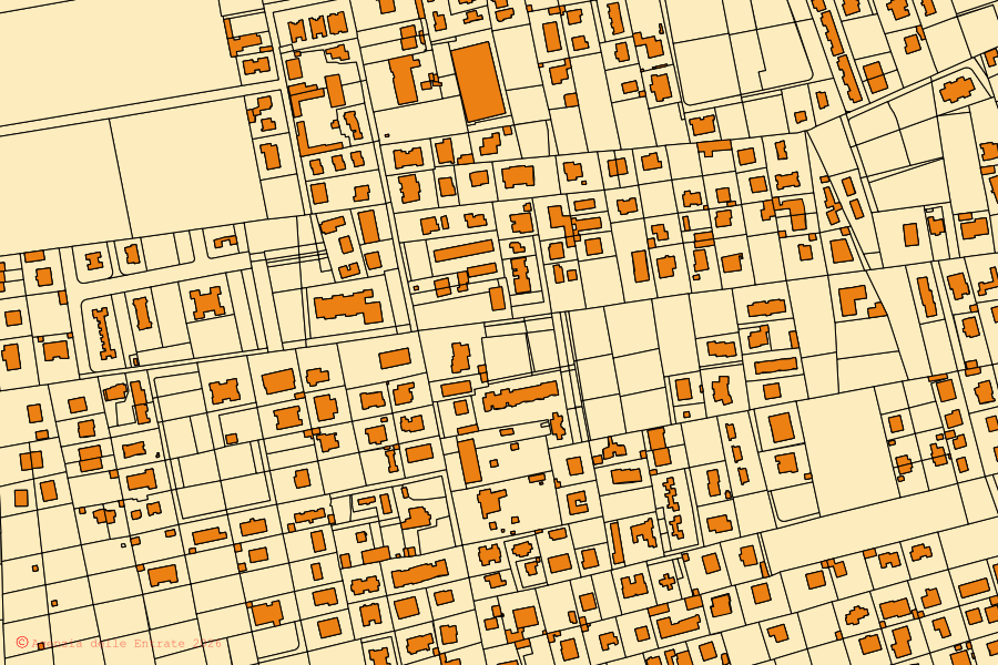 Mappa catastale del centro di Fiumicino: particelle e fabbricati, cartografia Agenzia delle Entrate