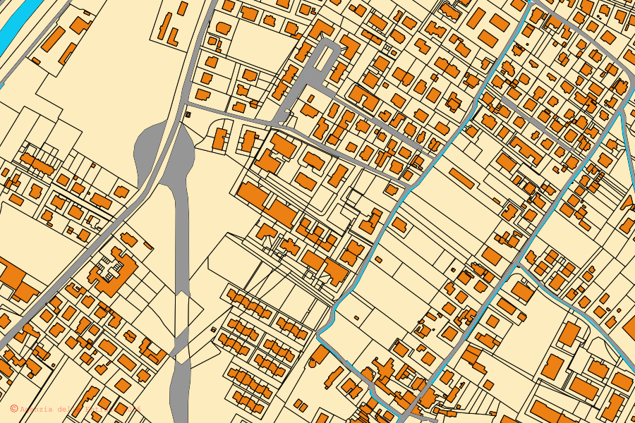 Mappa catastale del centro di Foligno: particelle e fabbricati, cartografia Agenzia delle Entrate