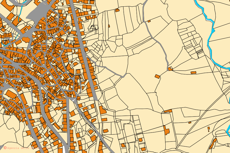 Mappa catastale del centro di Fonni: particelle e fabbricati, cartografia Agenzia delle Entrate