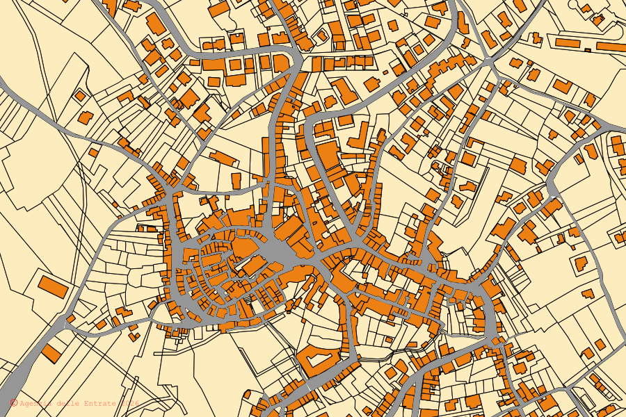 Mappa catastale del centro di Fontanarosa: particelle e fabbricati, cartografia Agenzia delle Entrate