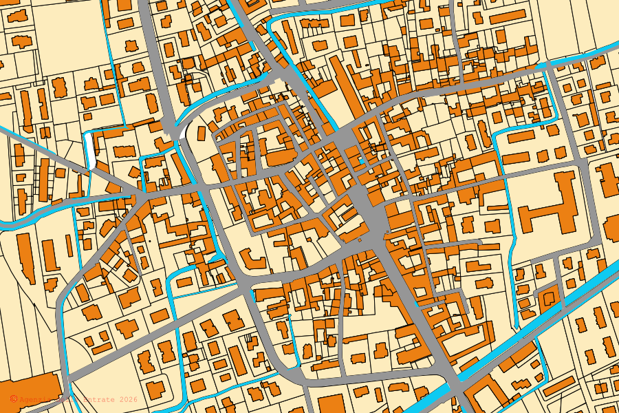 Mappa catastale del centro di Fontanella: particelle e fabbricati, cartografia Agenzia delle Entrate