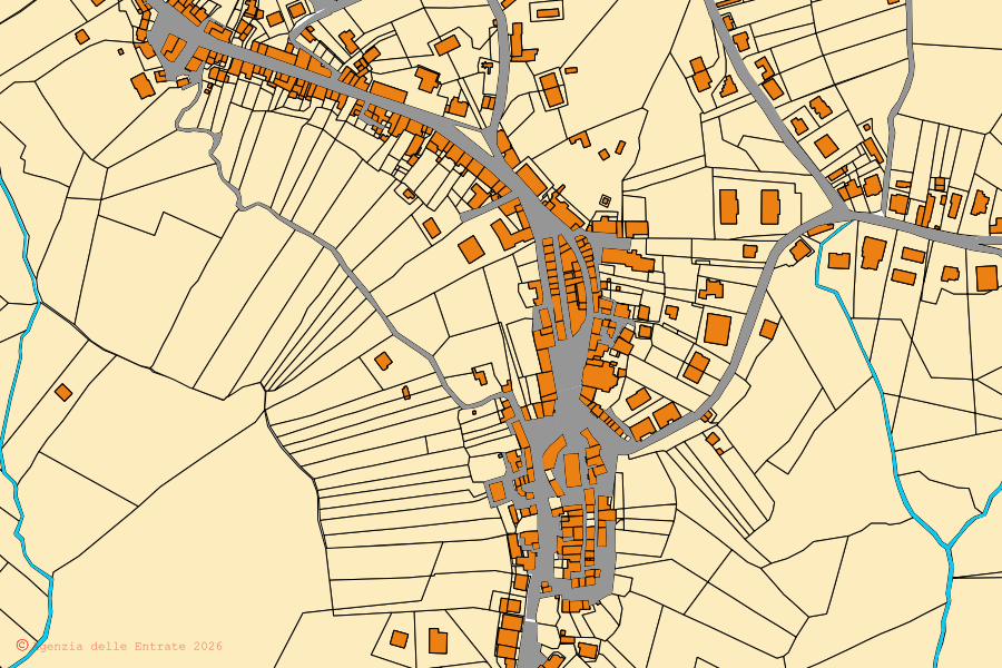 Mappa catastale del centro di Forano: particelle e fabbricati, cartografia Agenzia delle Entrate