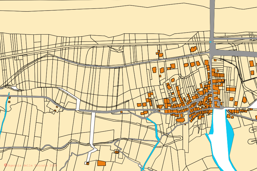 Mappa catastale del centro di Forcola: particelle e fabbricati, cartografia Agenzia delle Entrate