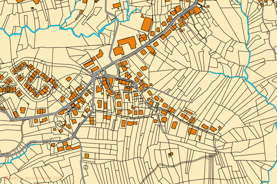 Mappa catastale del centro di Forgaria nel Friuli: particelle e fabbricati, cartografia Agenzia delle Entrate