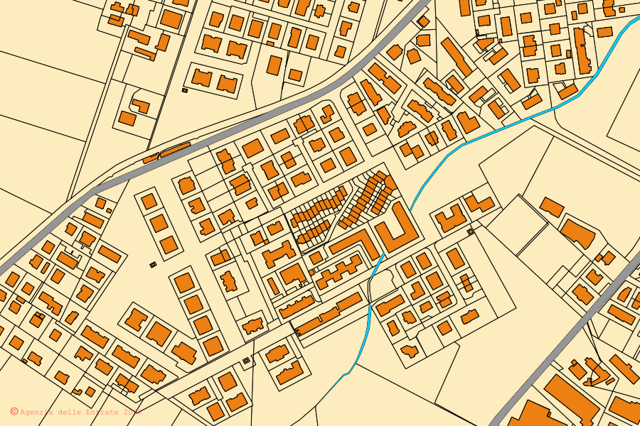 Mappa catastale del centro di Formigine: particelle e fabbricati, cartografia Agenzia delle Entrate