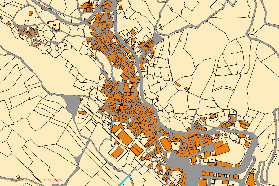 Mappa catastale del centro di Forza d'Agrò: particelle e fabbricati, cartografia Agenzia delle Entrate
