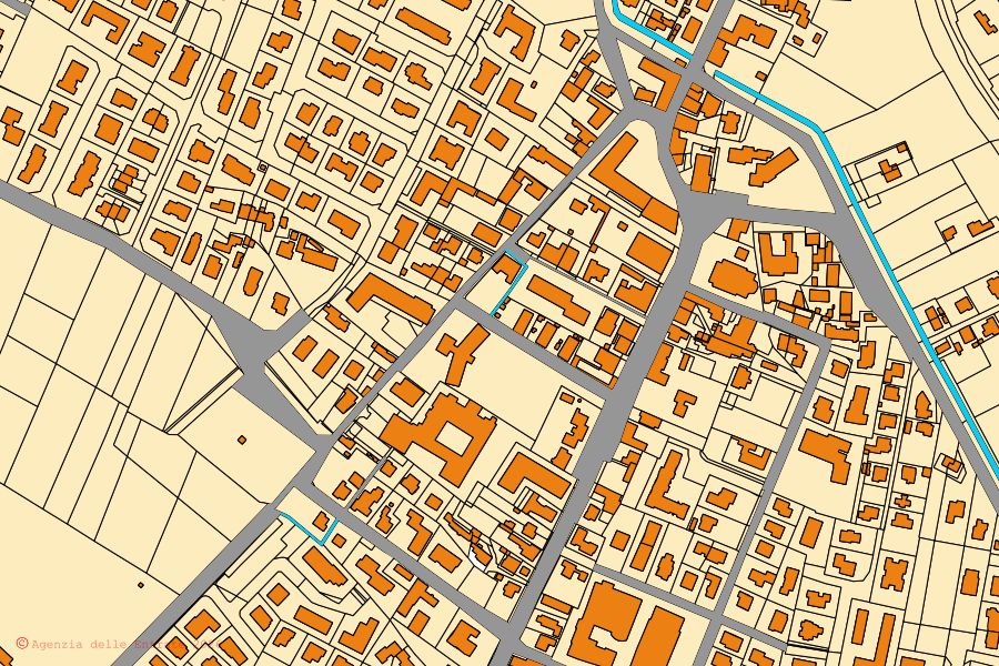 Mappa catastale del centro di Fossalta di Piave: particelle e fabbricati, cartografia Agenzia delle Entrate