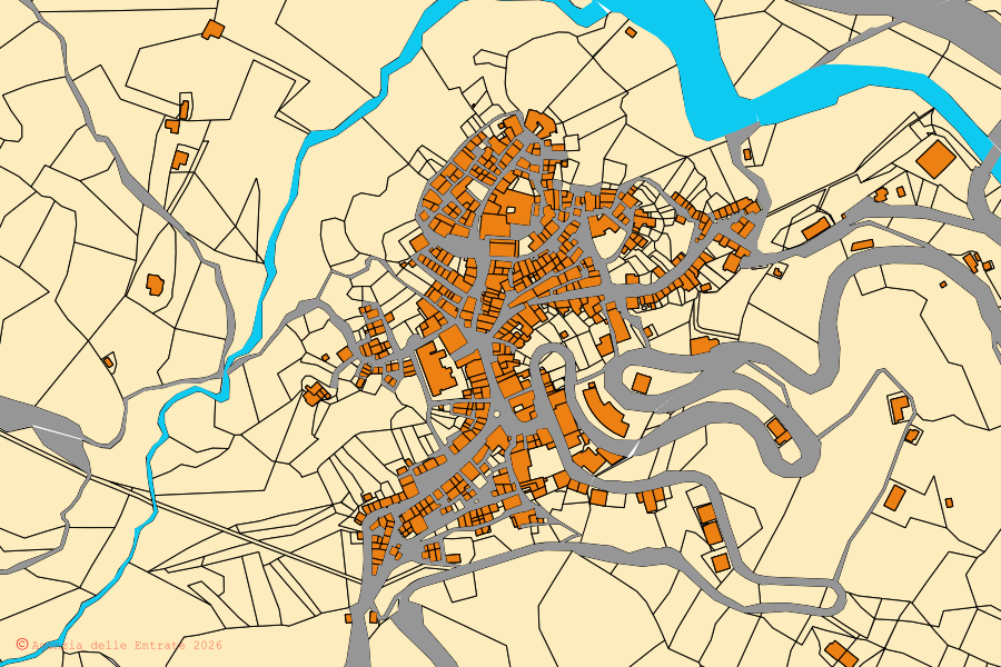 Mappa catastale del centro di Fossalto: particelle e fabbricati, cartografia Agenzia delle Entrate