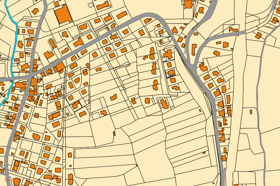 Mappa catastale del centro di Fossato di Vico: particelle e fabbricati, cartografia Agenzia delle Entrate