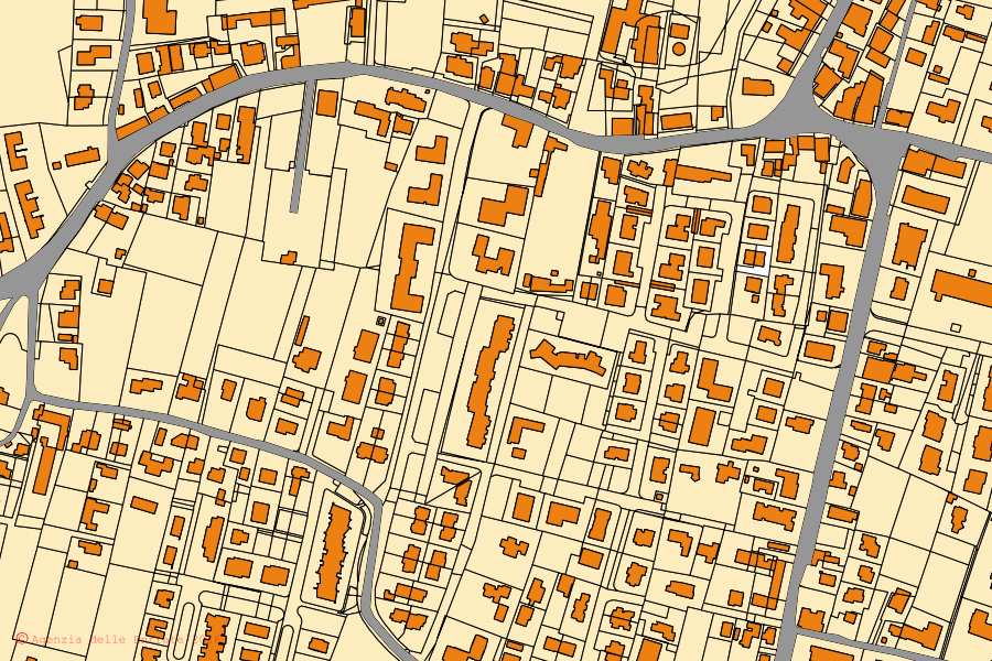 Mappa catastale del centro di Fossò: particelle e fabbricati, cartografia Agenzia delle Entrate