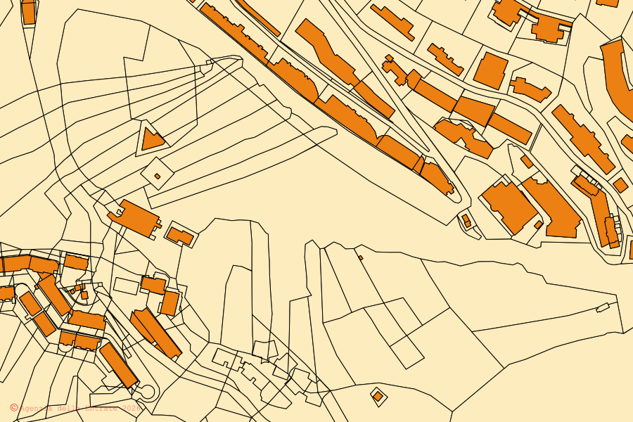 Mappa catastale del centro di Frabosa Sottana: particelle e fabbricati, cartografia Agenzia delle Entrate