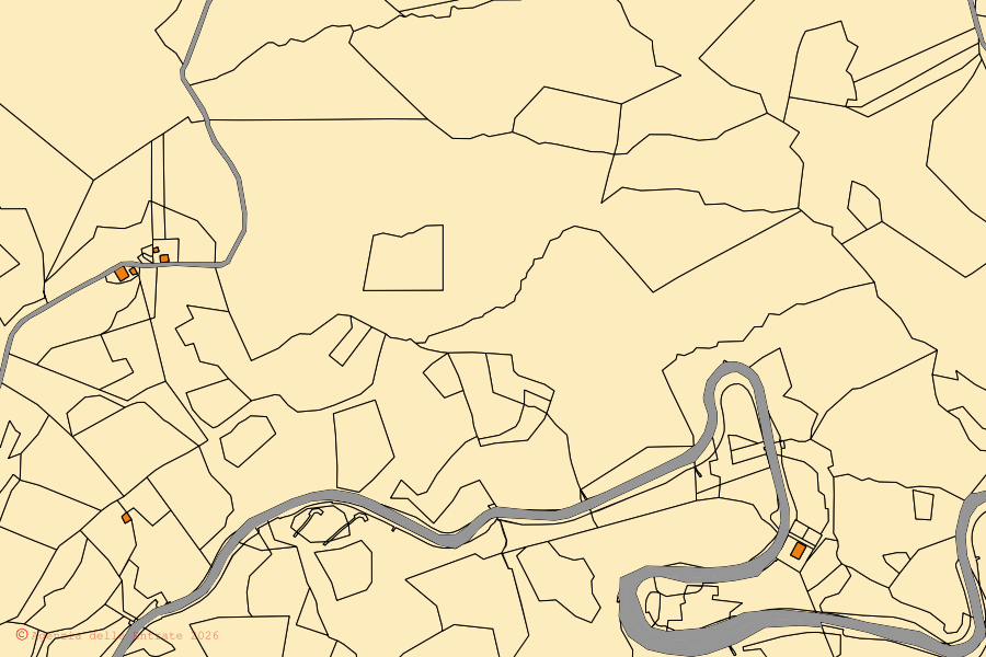 Mappa catastale del centro di Fraconalto: particelle e fabbricati, cartografia Agenzia delle Entrate