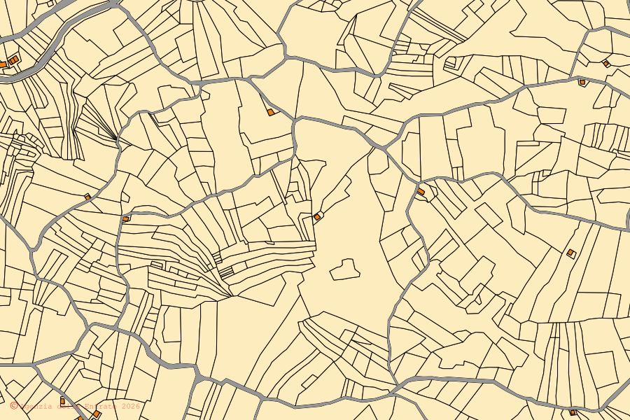 Mappa catastale del centro di Fraine: particelle e fabbricati, cartografia Agenzia delle Entrate
