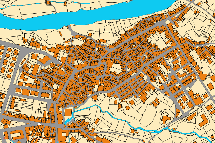 Mappa catastale del centro di Francavilla di Sicilia: particelle e fabbricati, cartografia Agenzia delle Entrate