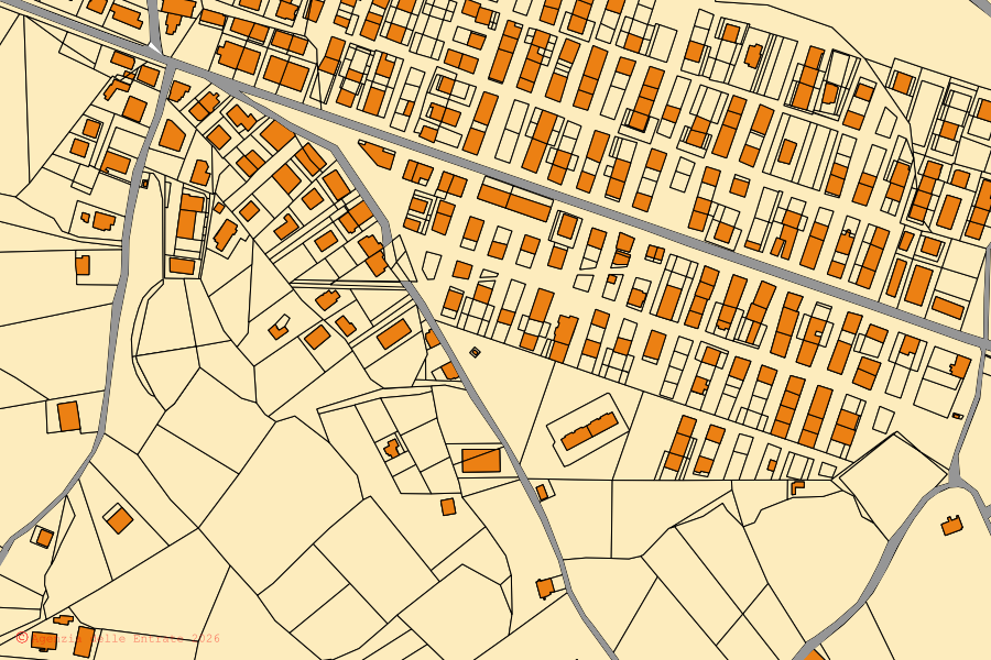 Mappa catastale del centro di Francavilla Marittima: particelle e fabbricati, cartografia Agenzia delle Entrate
