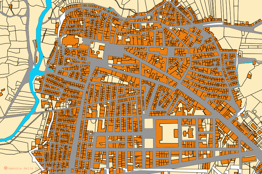Mappa catastale del centro di Francofonte: particelle e fabbricati, cartografia Agenzia delle Entrate