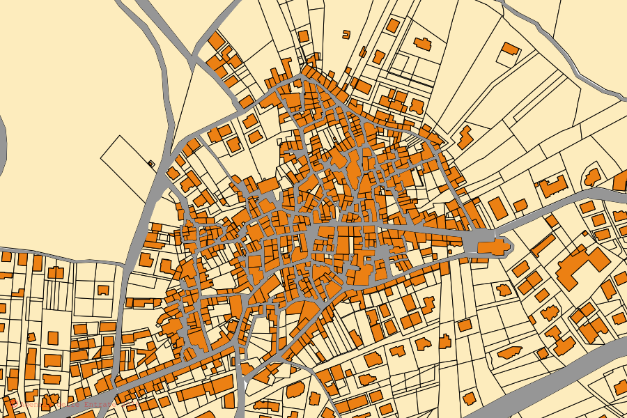 Mappa catastale del centro di Frascineto: particelle e fabbricati, cartografia Agenzia delle Entrate