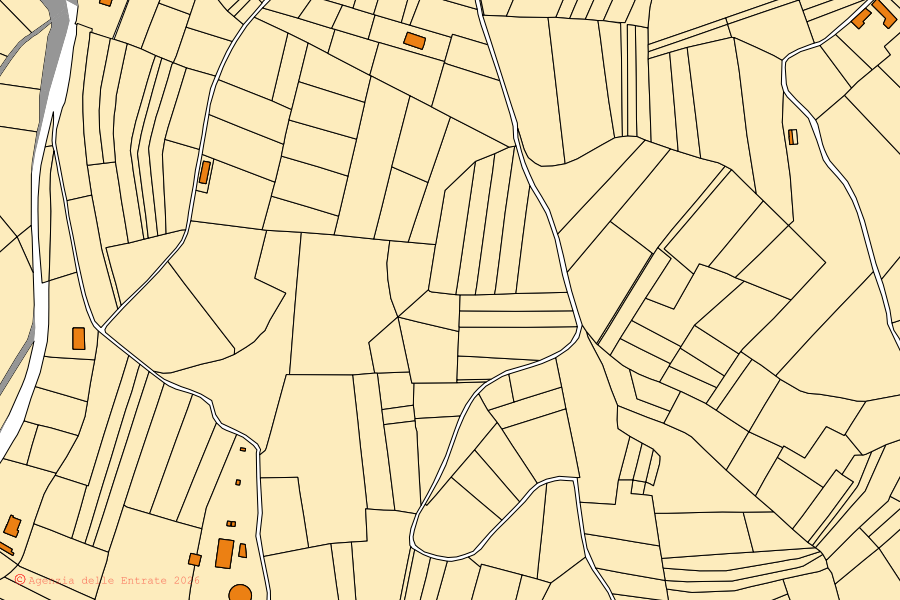 Mappa catastale del centro di Frassinello Monferrato: particelle e fabbricati, cartografia Agenzia delle Entrate