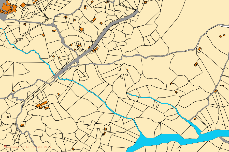 Mappa catastale del centro di Frazzanò: particelle e fabbricati, cartografia Agenzia delle Entrate