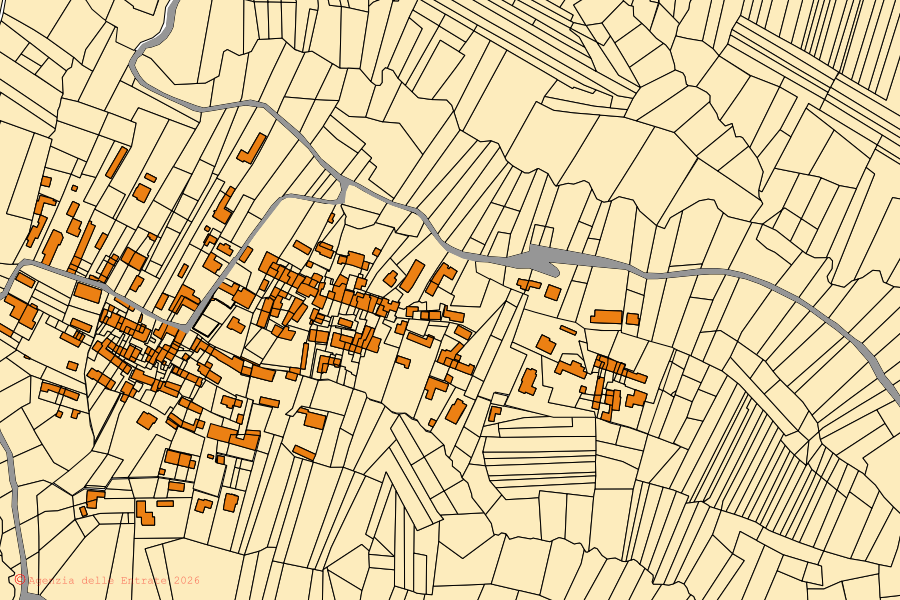 Mappa catastale del centro di Front: particelle e fabbricati, cartografia Agenzia delle Entrate