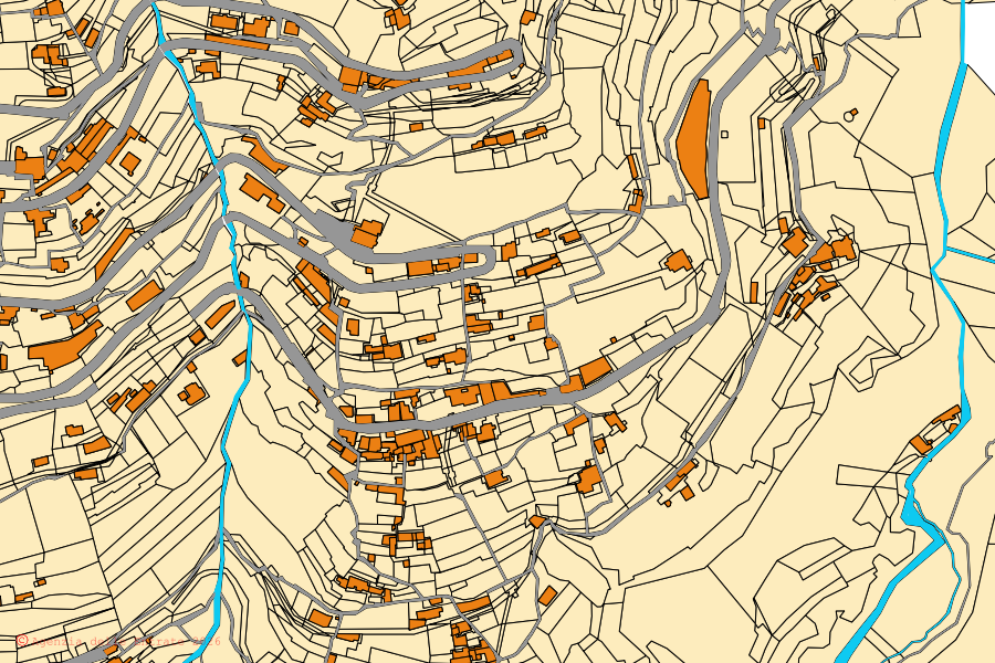 Mappa catastale del centro di Furore: particelle e fabbricati, cartografia Agenzia delle Entrate