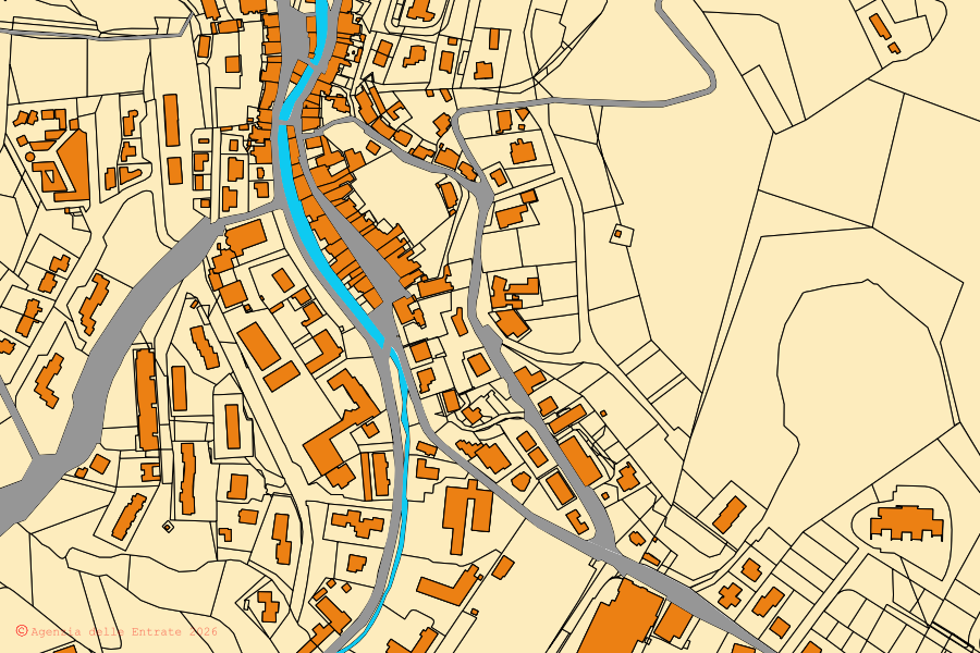 Mappa catastale del centro di Gaiole in Chianti: particelle e fabbricati, cartografia Agenzia delle Entrate