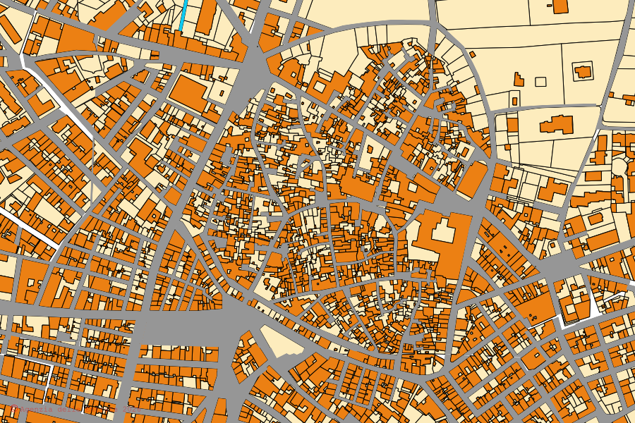 Mappa catastale del centro di Galatone: particelle e fabbricati, cartografia Agenzia delle Entrate