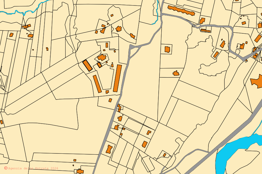 Mappa catastale del centro di Gallese: particelle e fabbricati, cartografia Agenzia delle Entrate