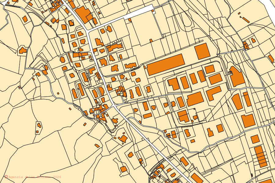 Mappa catastale del centro di Gallicano: particelle e fabbricati, cartografia Agenzia delle Entrate