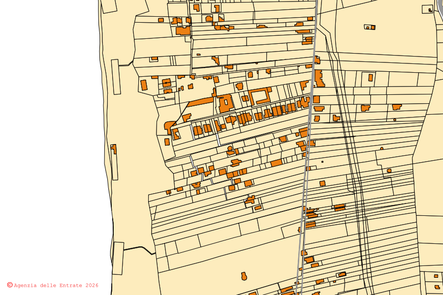 Mappa catastale del centro di Gallipoli: particelle e fabbricati, cartografia Agenzia delle Entrate