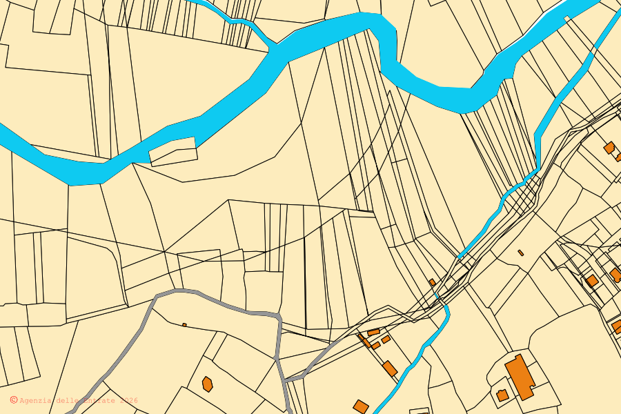 Mappa catastale del centro di Galtellì: particelle e fabbricati, cartografia Agenzia delle Entrate