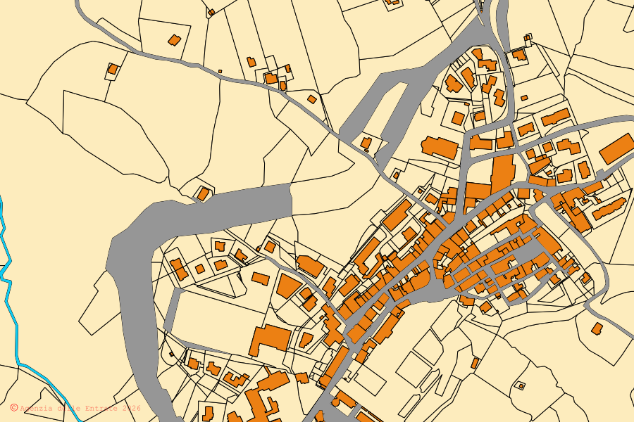 Mappa catastale del centro di Gambassi Terme: particelle e fabbricati, cartografia Agenzia delle Entrate