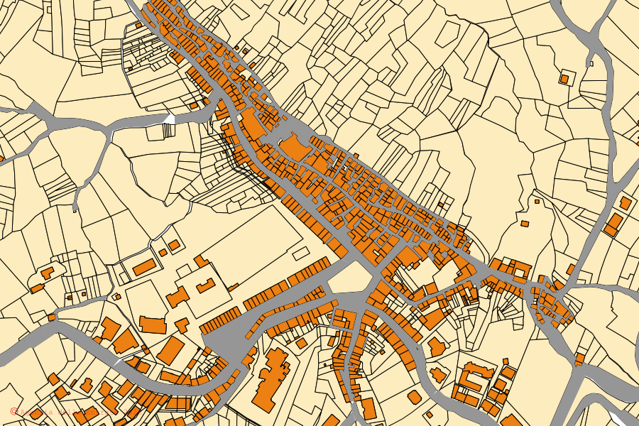 Mappa catastale del centro di Gambatesa: particelle e fabbricati, cartografia Agenzia delle Entrate