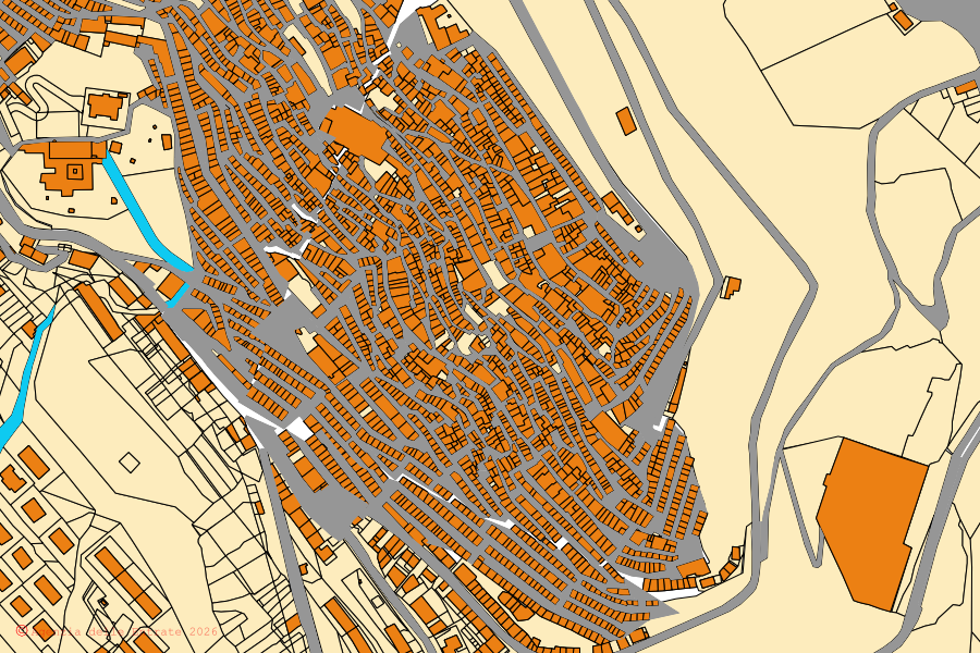 Mappa catastale del centro di Gangi: particelle e fabbricati, cartografia Agenzia delle Entrate