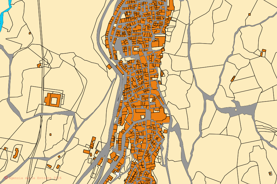 Mappa catastale del centro di Geraci Siculo: particelle e fabbricati, cartografia Agenzia delle Entrate