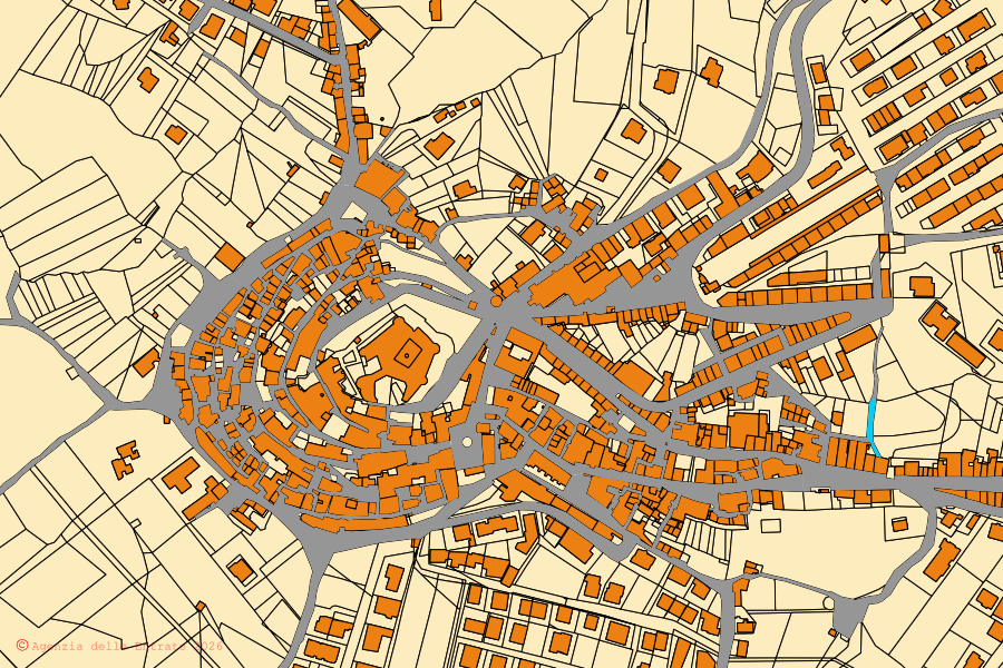 Mappa catastale del centro di Gesualdo: particelle e fabbricati, cartografia Agenzia delle Entrate