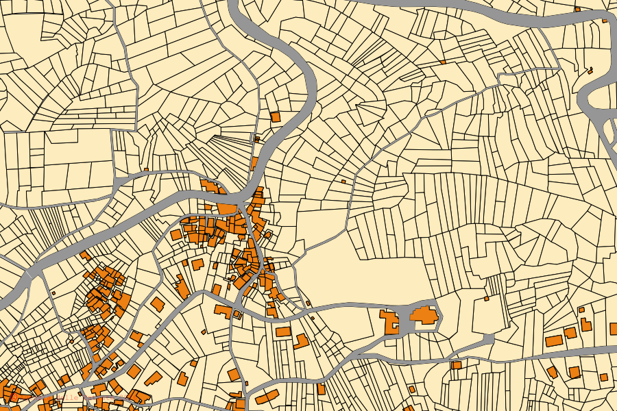 Mappa catastale del centro di Giaglione: particelle e fabbricati, cartografia Agenzia delle Entrate