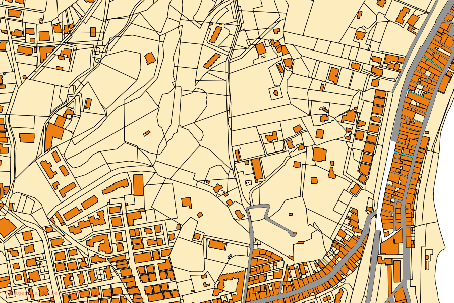Mappa catastale del centro di Giardini-Naxos: particelle e fabbricati, cartografia Agenzia delle Entrate