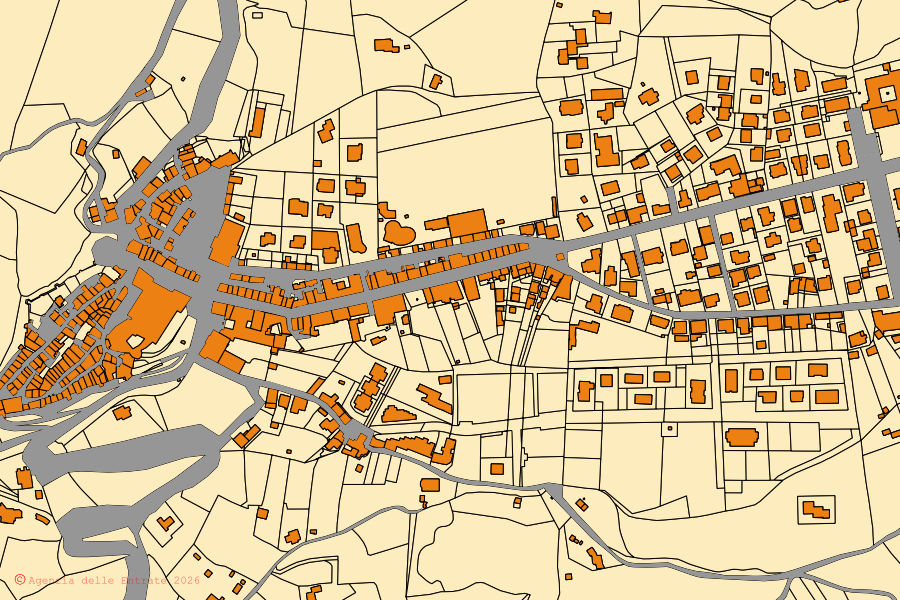 Mappa catastale del centro di Giove: particelle e fabbricati, cartografia Agenzia delle Entrate