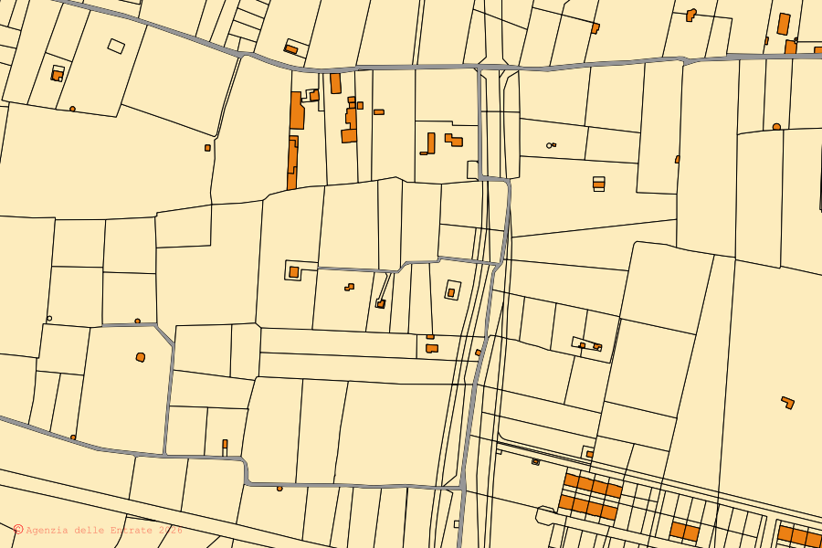 Mappa catastale del centro di Giovinazzo: particelle e fabbricati, cartografia Agenzia delle Entrate